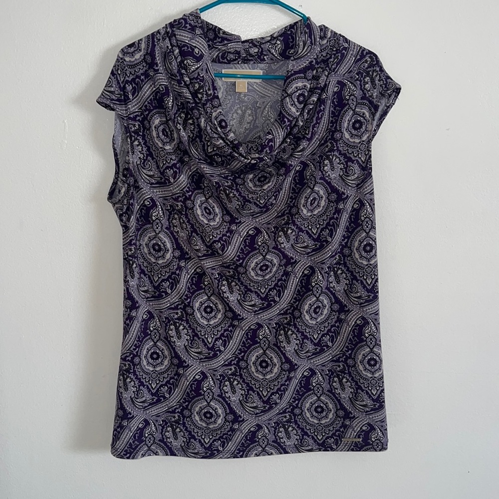 Michael Kors Sleeveless Purple Cowl Neck Top (XL)